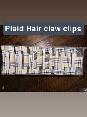 Plaid Rectangular Hair Claw Clips